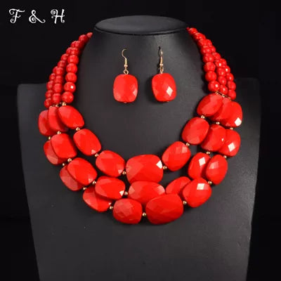 UDDEIN African Beads Jewelry Sets Multi layer Nigerian Wedding Indian Jewelry Sets Luxury Statement Choker Necklace Jewellery - Hiron Store