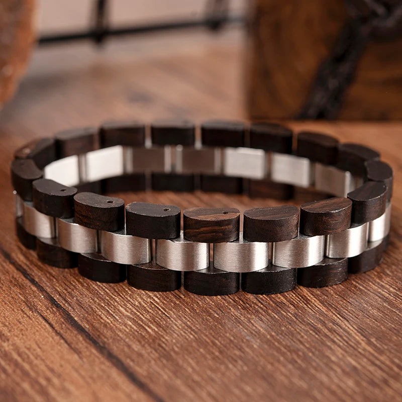 Wood Bracelet for Men Women Links Bracelets Charm Bangle Jewellery