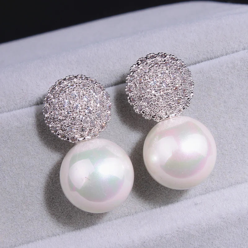 Pearl Earrings Elegant Crystals Stud Earrings For Women