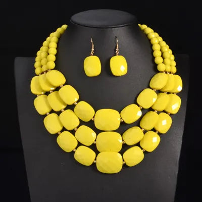 UDDEIN African Beads Jewelry Sets Multi layer Nigerian Wedding Indian Jewelry Sets Luxury Statement Choker Necklace Jewellery - Hiron Store