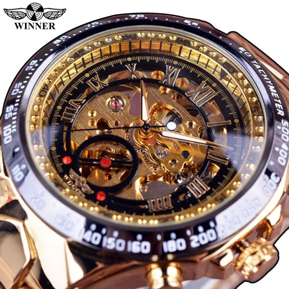 Winner Mechanical Sport Design Bezel Fashion Watch Mens Watches Top Brand Luxury Montre Homme Clock Men Automatic Skeleton Watch - Hiron Store