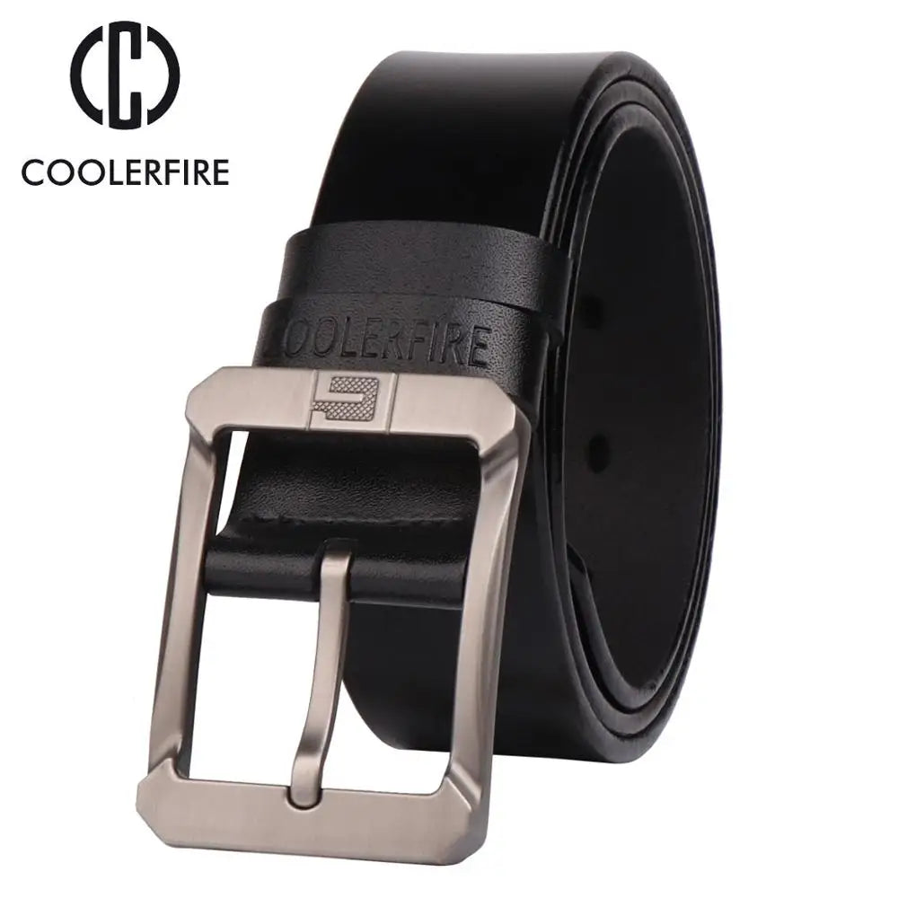 Coolerfire genuine leather belts male pin buckle jeans cowboy Mens Belt Luxury Designer High Quality Leather belt