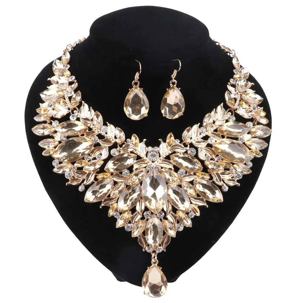 Cubic Zirconia White Crystal Jewelry Sets Drop Pendant/Necklace/Earrings set