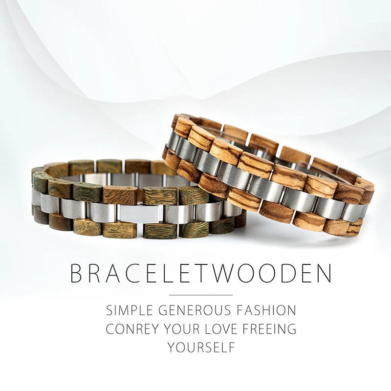 Wood Bracelet for Men Women Links Bracelets Charm Bangle Jewellery