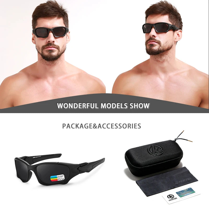 Polarized Sunglasses Men Curve Cutting Frame Stress-Resistant Lens Shield Sun Glasses