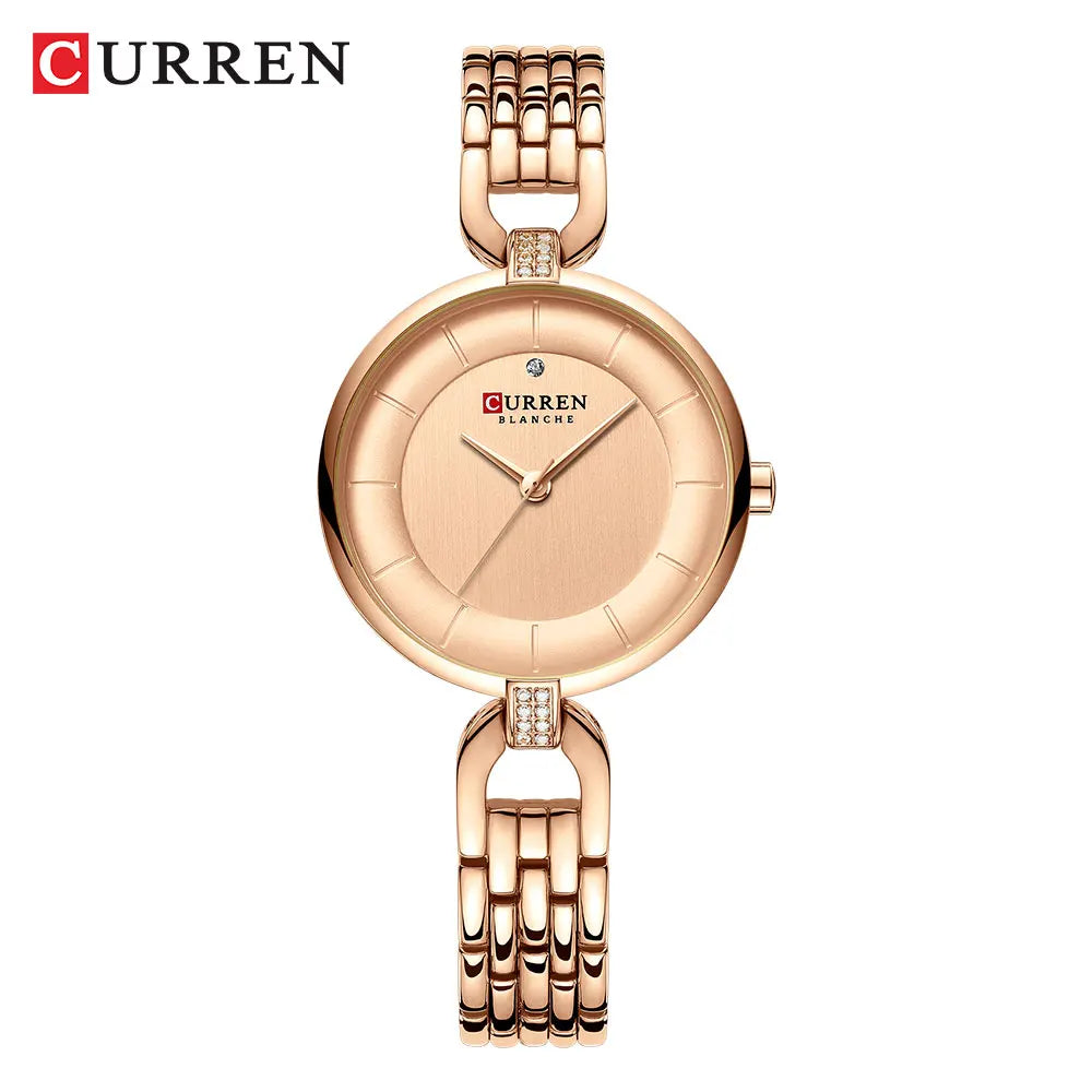 Luxury Brand CURREN Simple Casual Quartz Watches Women Silver Dress Wristwatch Watch with Stainless Steel