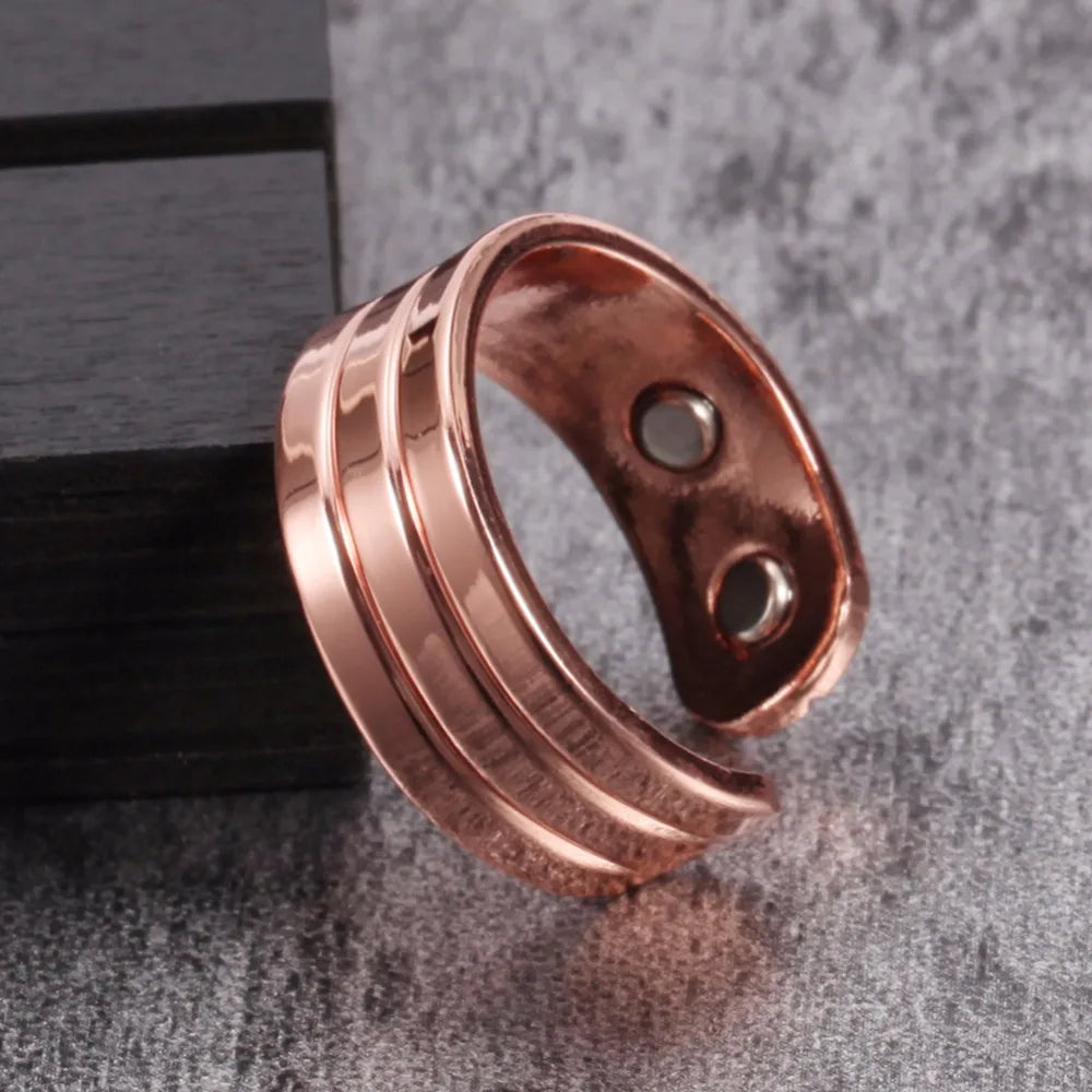 Pure Copper Magnetic Ring for Women Men Energy Finger Open Cuff Adjustable Jewellery