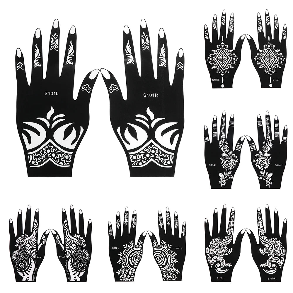 New Professional Henna Stencil Temporary Hand Tattoo Body Art Sticker Template Wedding Tool Flower Tattoos