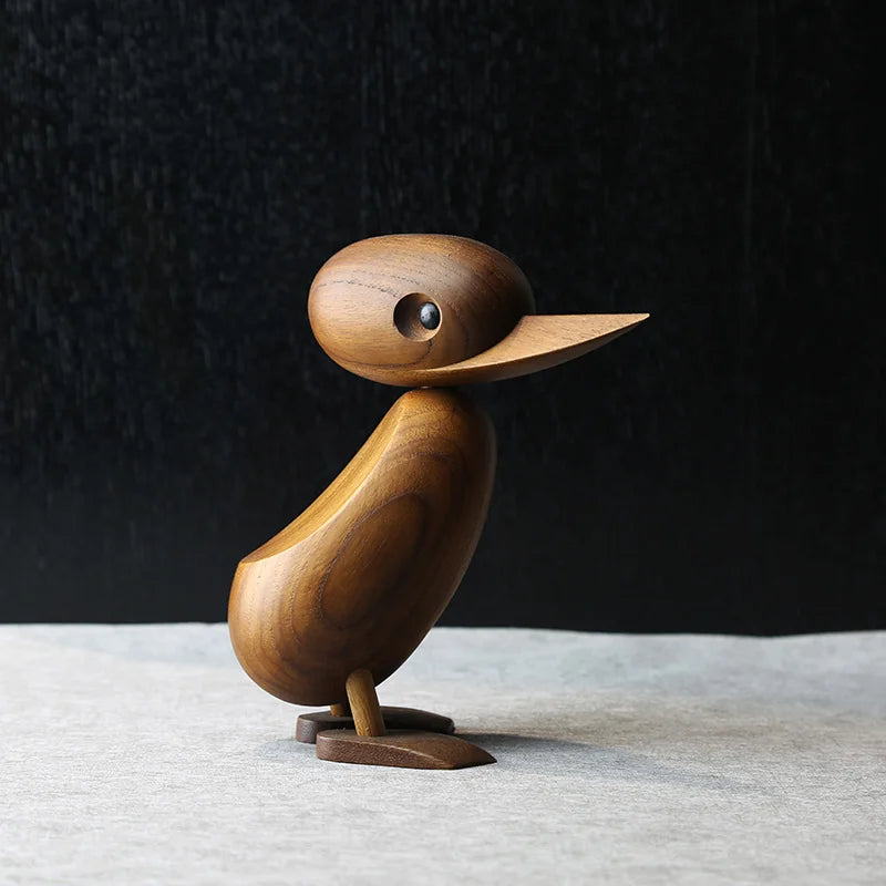 Duck Mum Baby Wood Figurines Danish Famous Wooden Hand Crafts Classic Creative Decor Miniatures