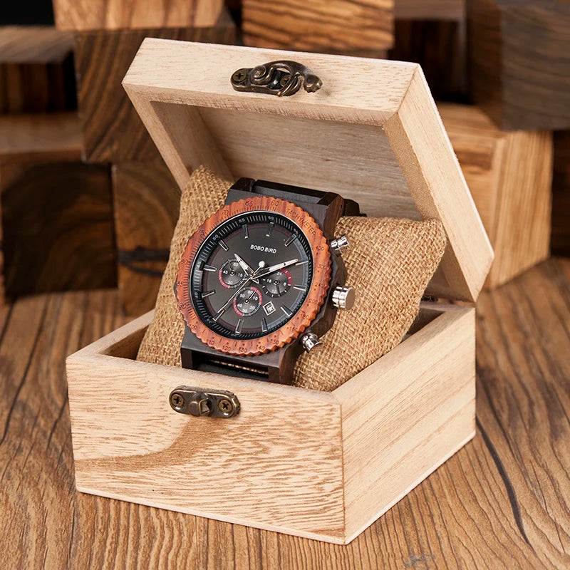 51mm Big Size Men Wooden Quartz Luxury Watches