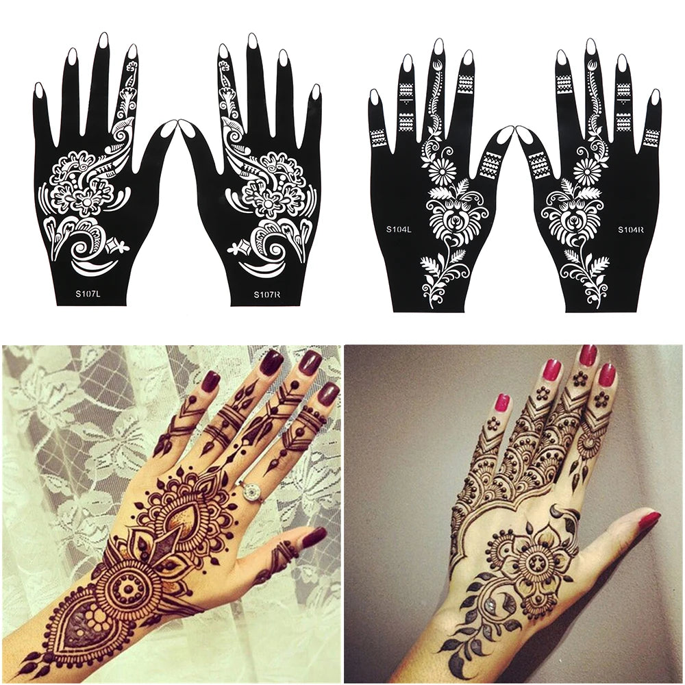 New Professional Henna Stencil Temporary Hand Tattoo Body Art Sticker Template Wedding Tool Flower Tattoos