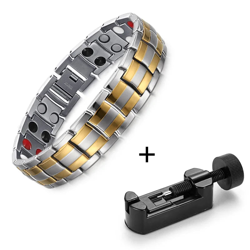 Rainso Fashion Jewelry Healing FIR Magnetic Titanium Bio Energy Bracelet For Men Blood Pressure Accessory Women Bracelets Gifts - Hiron Store