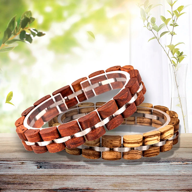 Wood Bracelet for Men Women Links Bracelets Charm Bangle Jewellery