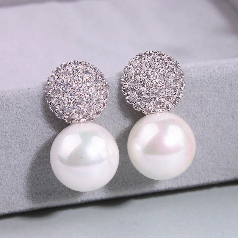 Pearl Earrings Elegant Crystals Stud Earrings For Women