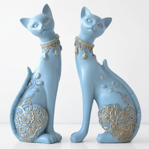 Set of 2pcs Decorative Resin Cat statue for home decorations European Creative wedding gift animal Figurine