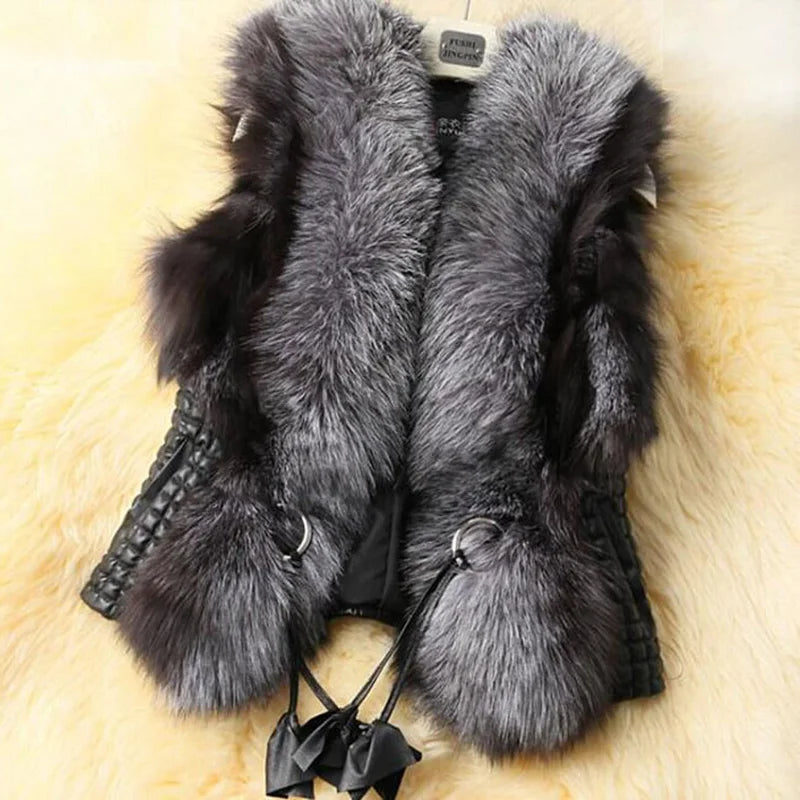 New fox hair women's faux fur vest jacket for autumn winter