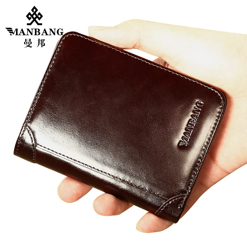 ManBang Classic Style Wallet Genuine Leather Purse Card Holder Wallet