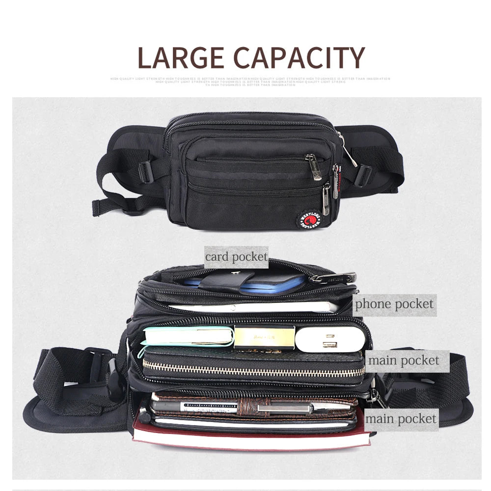 Waterproof Fanny Pack men Women Belt Bum Bag Male Phone Wallet Pouch Bags - Hiron Store