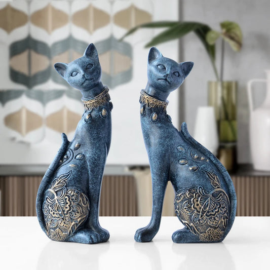 Set of 2pcs Decorative Resin Cat statue for home decorations European Creative wedding gift animal Figurine