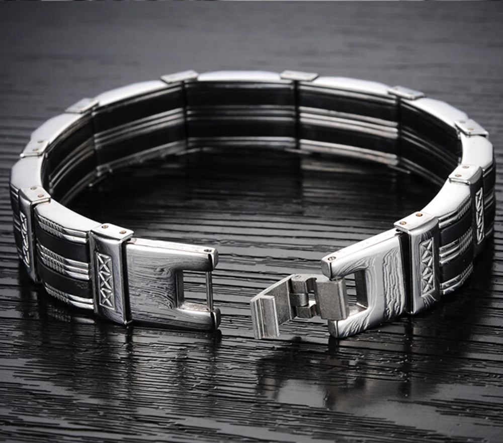 Stainless Steel Bracelet & Bangle 210mm Men's Jewelry Strand Rope Charm Chain Wristband Men's Bracelet - Hiron Store