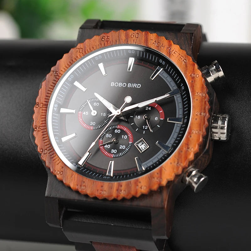 51mm Big Size Men Wooden Quartz Luxury Watches