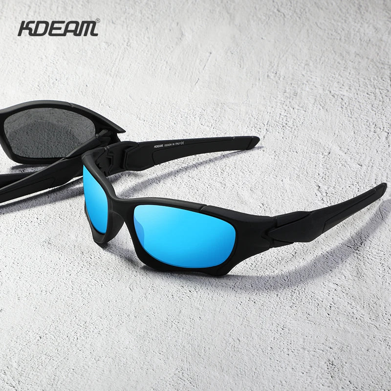 Polarized Sunglasses Men Curve Cutting Frame Stress-Resistant Lens Shield Sun Glasses