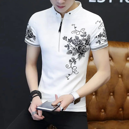 Men Shirt Short Sleeve Polo Shirt Print New Clothing tops