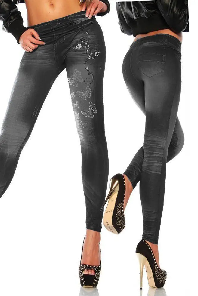 Women New Fashion Classic Stretchy Slim Leggings Sexy imitation Jean Skinny Jeggings Skinny Pants big size bottoms hot sale - Hiron Store