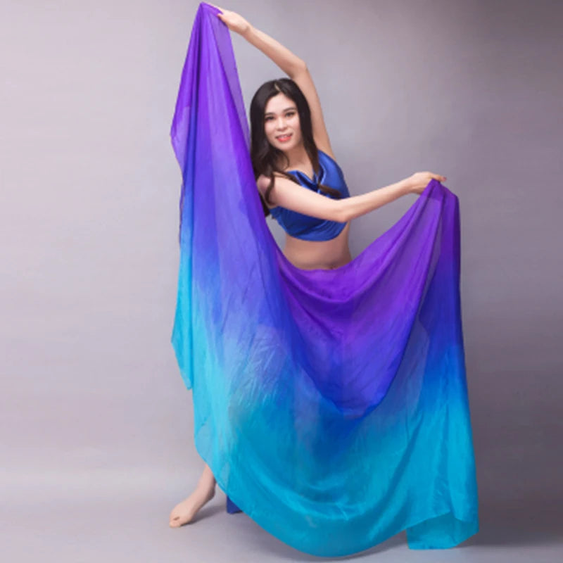 Belly Dance Silk Veil Scarves Face Customized Hand Thrown Scarf Face Veil Silk Shawl Gradient 200cm 250cm 270cm