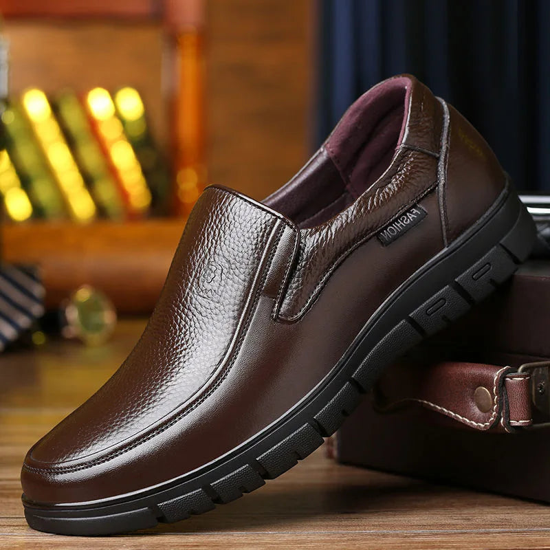 Men's Genuine Soft Anti-slip Rubber Loafers Casual Real Leather Shoes