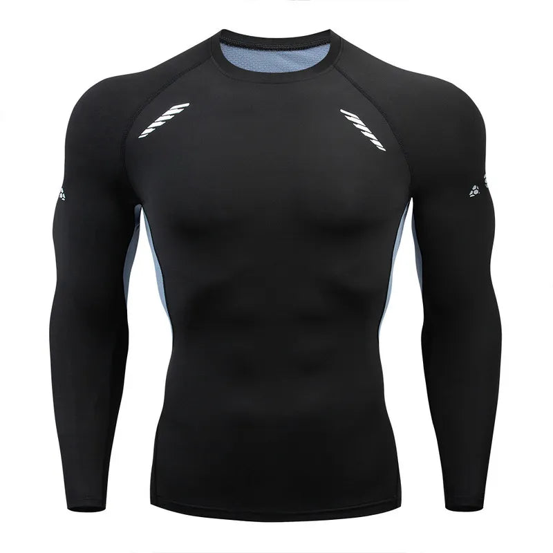 Men's T-shirt Men Running Sport T Shirt Men Compression Fitness Tops Tee Quick DryTight Training Gym Sport Running Shirts Jersey - Hiron Store