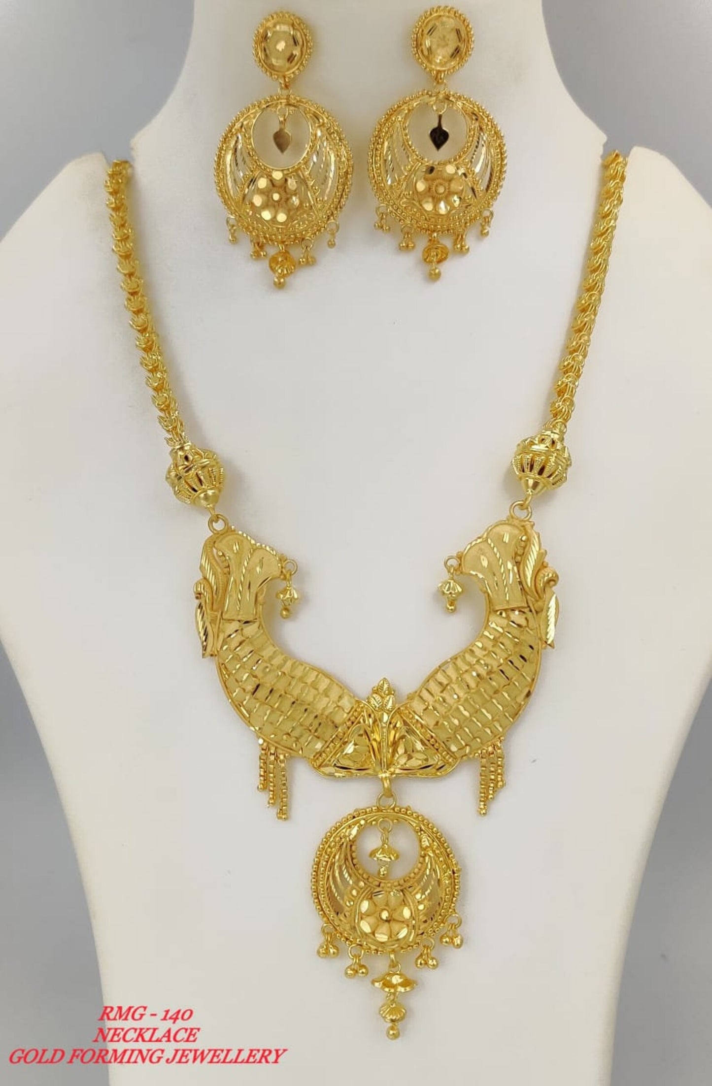 Handmade 22ct Gold Plated Necklace Set with Earrings, Indian Bridal Jewelry, "3 Day UK delivery" - Hiron Store