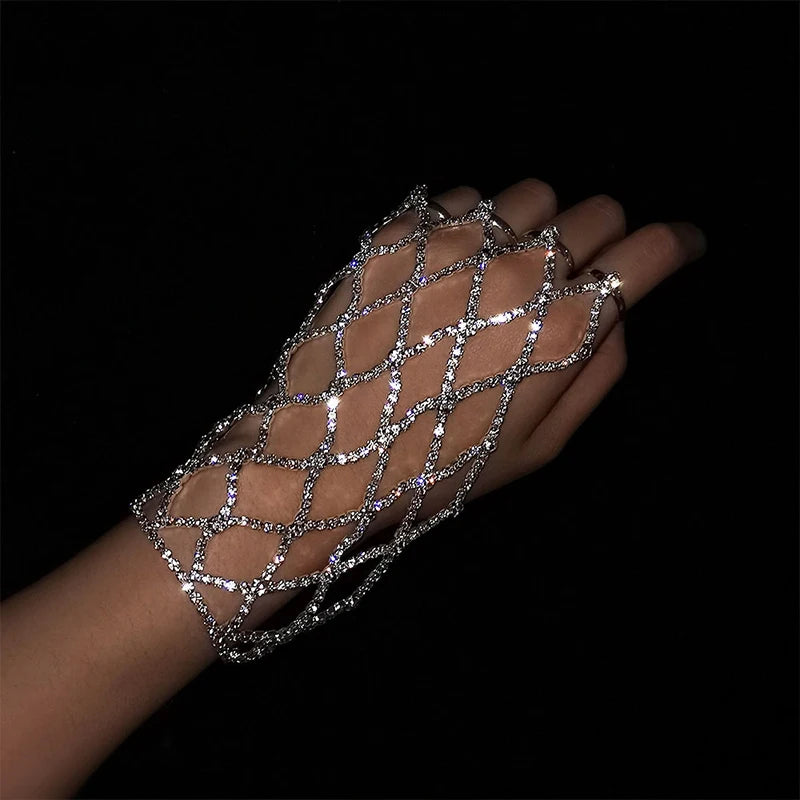 Ring Charm Finger Mesh Linked Bracelet Jewellery Luxury Bangles