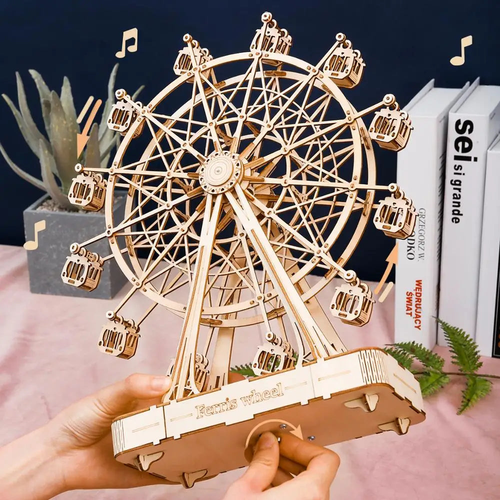 Robotime Rolife 232pcs Rotatable DIY 3D Ferris Wheel Wooden Model Building Block Kits Assembly Toy Gift for Children Adult