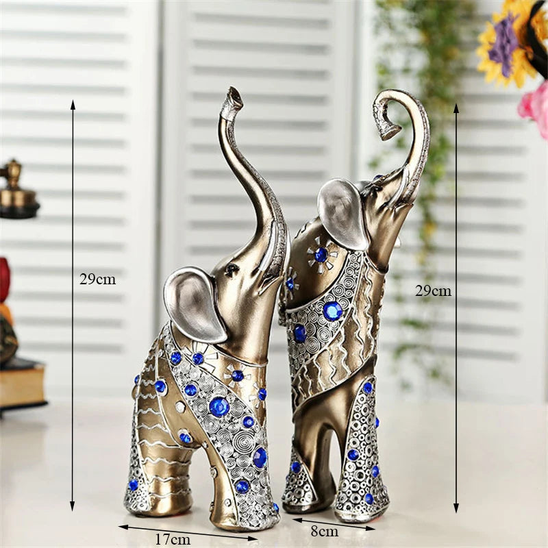 European Resin Elephant Crafts Mother and Child Animal Figurine Home Living Room  Ornaments