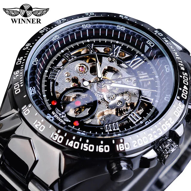 Winner Mechanical Sport Design Bezel Fashion Watch Mens Watches Top Brand Luxury Montre Homme Clock Men Automatic Skeleton Watch - Hiron Store