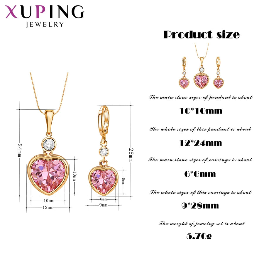 Xuping Jewelry Fashion Charm Love Heart Shaped Style High Quality Women Valentine's Day GiftJewelry Set