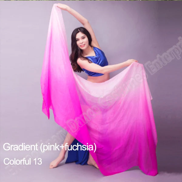 Belly Dance Silk Veil Scarves Face Customized Hand Thrown Scarf Face Veil Silk Shawl Gradient 200cm 250cm 270cm