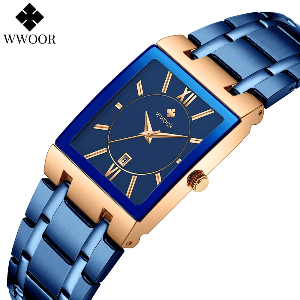 Men's Watches Luxury Wrist Watch Quartz Square Waterproof Clock