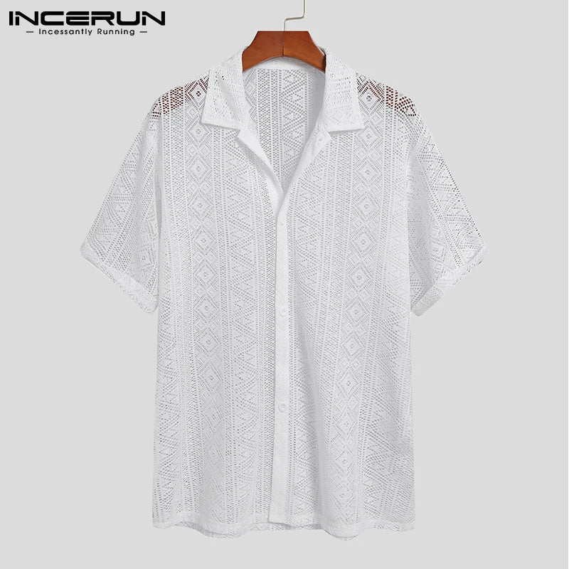 Men Streetwear Lapel Short Sleeve Men's Clothing