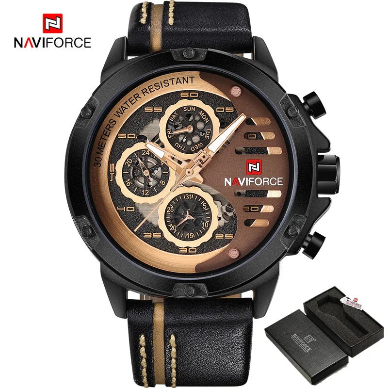 New NAVIFORCE Men's Creative Sport Military Watch, Men Business Clock Watch, Male Luxurious Casual Wristwatches
