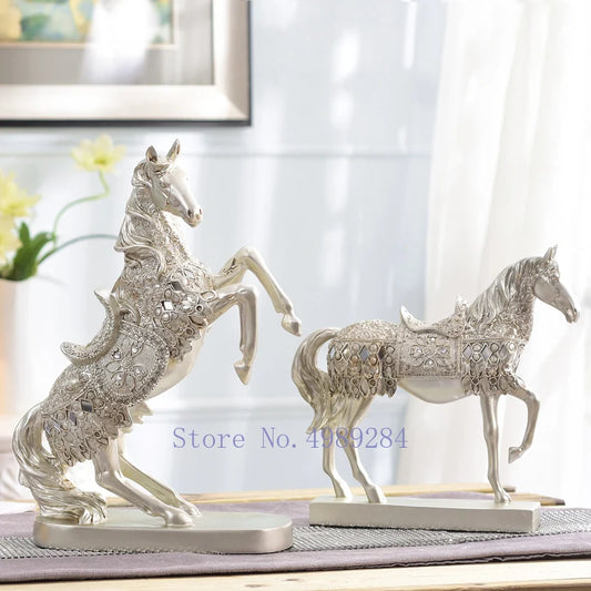 Resin Golden Horse Simulation Animal Gem Crystal Decorations Crafts  Desktop Miniature Figurines