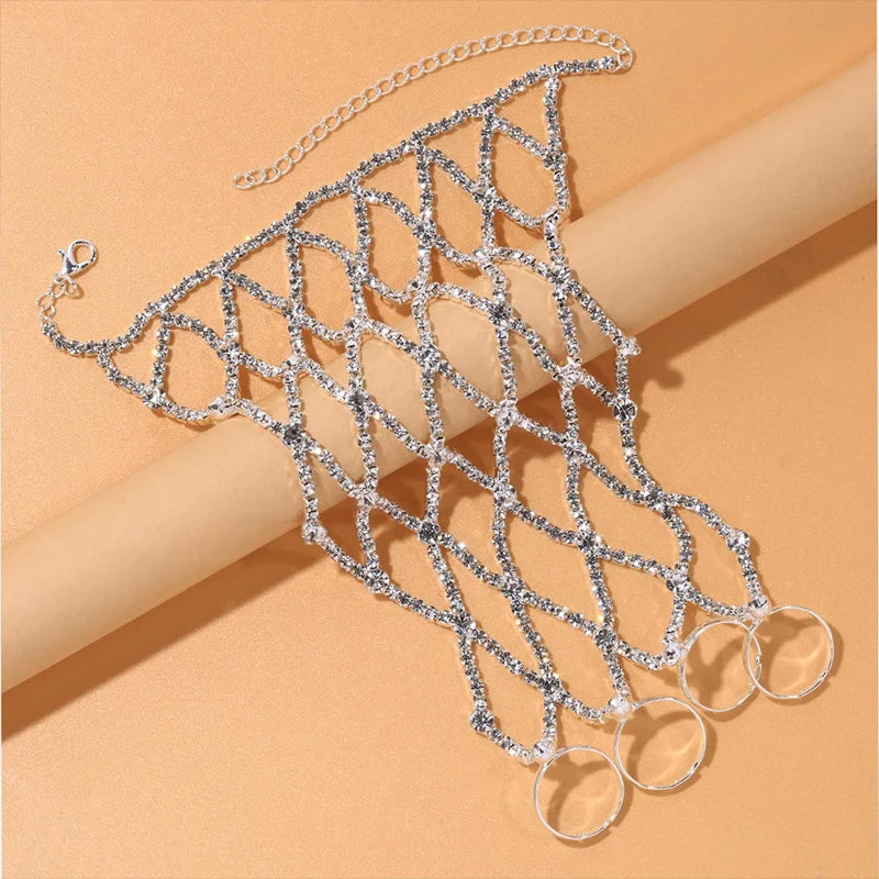 Ring Charm Finger Mesh Linked Bracelet Jewellery Luxury Bangles