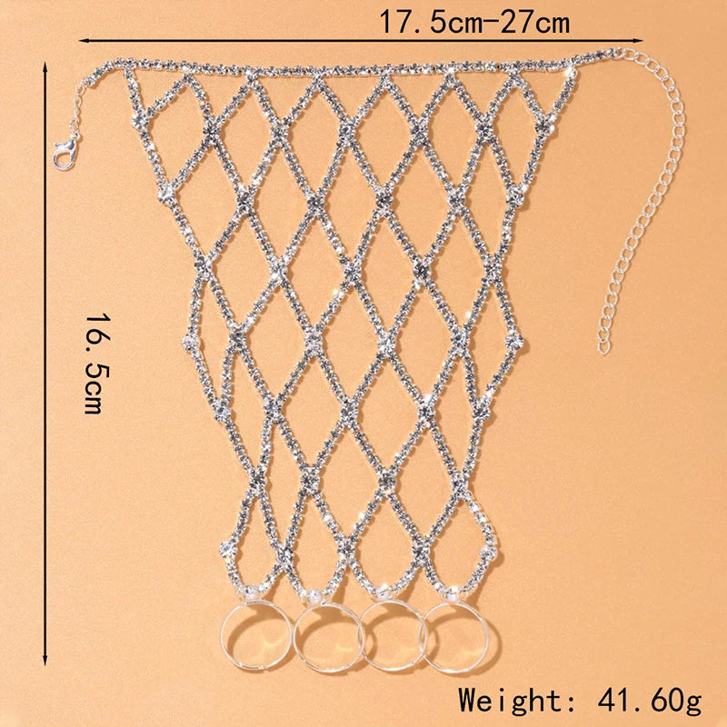 Ring Charm Finger Mesh Linked Bracelet Jewellery Luxury Bangles