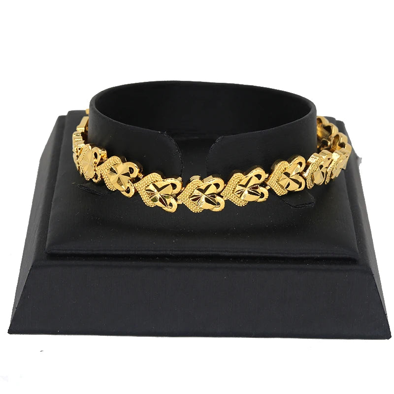 African 24K Indian Jewellery Cuban Chain Bangle Gold Colour Various Shapes Bracelet