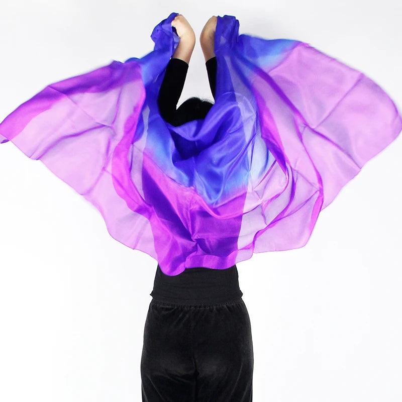 Belly Dance Silk Veil Scarves Face Customized Hand Thrown Scarf Face Veil Silk Shawl Gradient 200cm 250cm 270cm