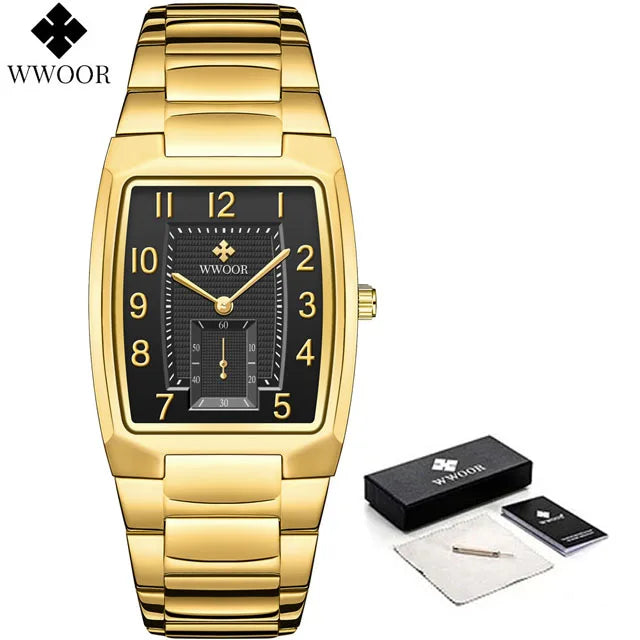 WWOOR 2024 New Gold Women Watches Creative Steel Bracelet  Ladies Square Waterproof Female Relogio Feminino