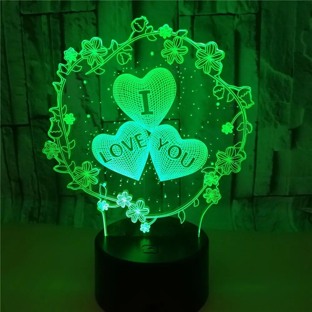 3D Lamp I LOVE YOU Colourful  LED Light Proposal Decoration Romantic Lamp