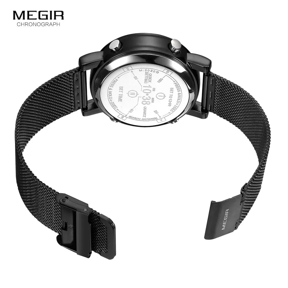 Luxury Watches Military Sport Roller Pointer Quartz Watch Man Fashion Stainless Steel Mesh Strap Wristwatch