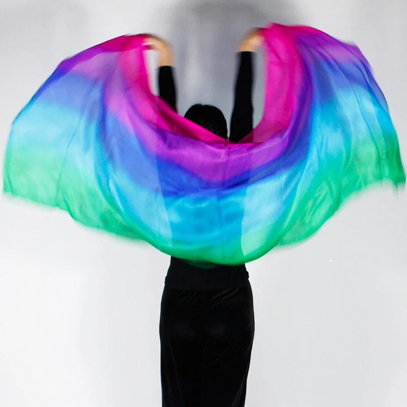 Belly Dance Silk Veil Scarves Face Customized Hand Thrown Scarf Face Veil Silk Shawl Gradient 200cm 250cm 270cm